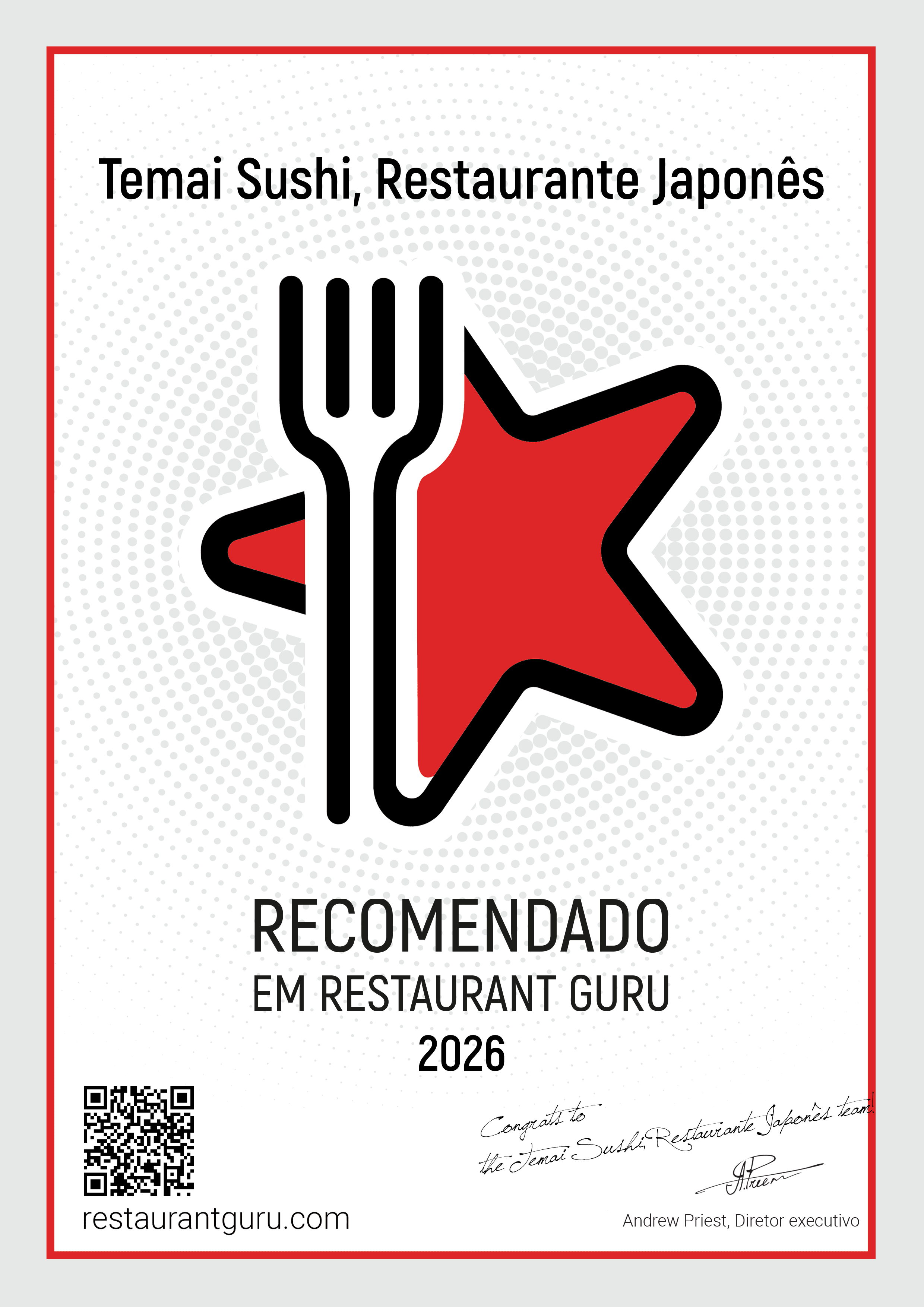 Certificado Restaurant Guru - TeMai Sushi